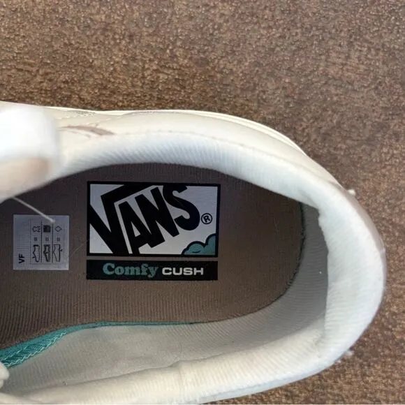 Vans Lowland Comfy Cush Leather Sneakers Shoes Size Mens 8.5 Womens 10 Off White