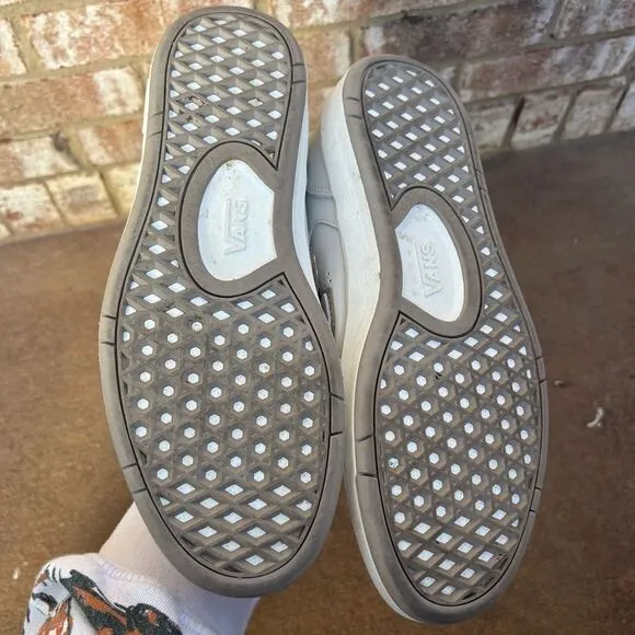 Vans Lowland Comfy Cush Leather Sneakers Shoes Size Mens 8.5 Womens 10 Off White