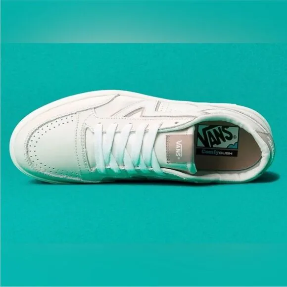 Vans Lowland Comfy Cush Leather Sneakers Shoes Size Mens 8.5 Womens 10 Off White