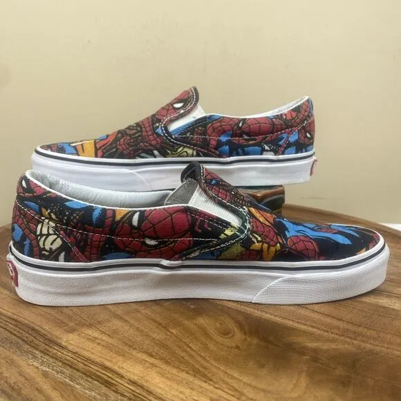 Vans Marvel Spider Man Classic Womens Size 8 Low Top Graphic Print Slip On Shoes