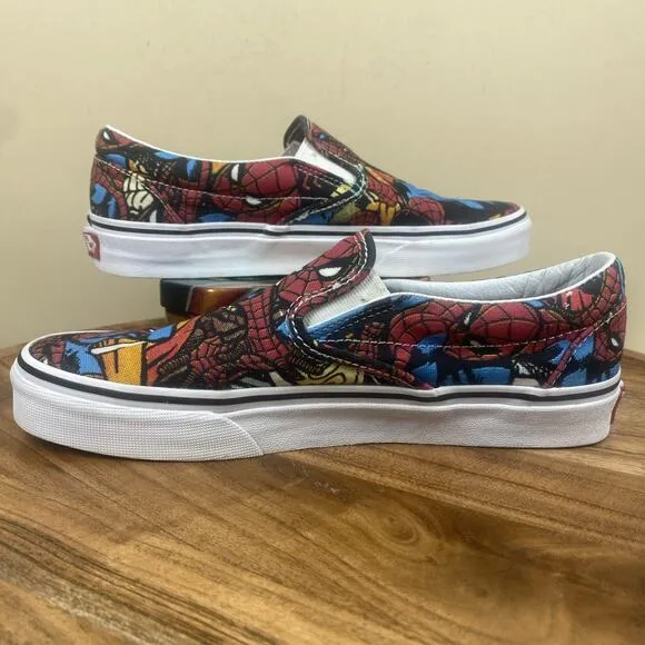 Vans Marvel Spider Man Classic Womens Size 8 Low Top Graphic Print Slip On Shoes