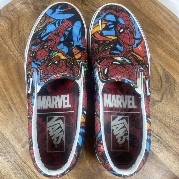 Vans Marvel Spider Man Classic Womens Size 8 Low Top Graphic Print Slip On Shoes