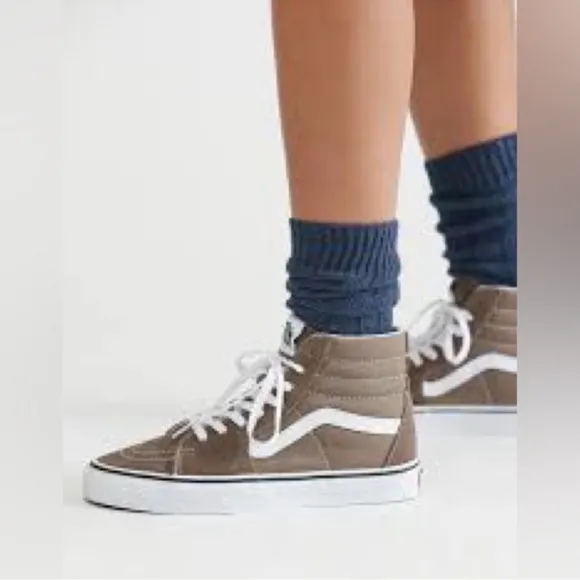 Vans Men's Brown and White High-Top Sneakers