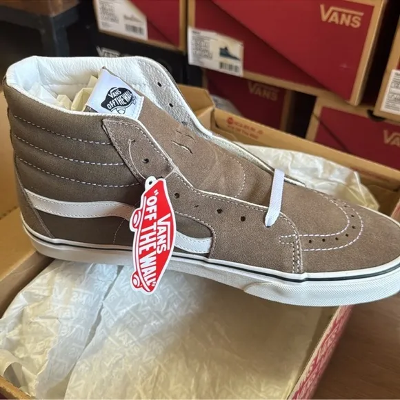 Vans Men's Brown and White High-Top Sneakers