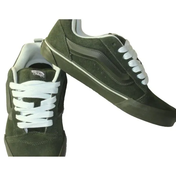 Vans Men's Knu Skool Utility Mono Olive Green Suede Skate Shoes sizes NIB