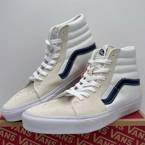Vans Men’s Sk8-Hi (Classic Sport) Dress BlueVN0A32QG9YGWhite High-Top Sneakers