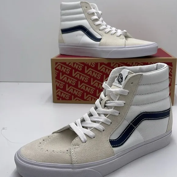 Vans Men’s Sk8-Hi (Classic Sport) Dress BlueVN0A32QG9YGWhite High-Top Sneakers