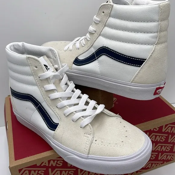 Vans Men’s Sk8-Hi (Classic Sport) Dress BlueVN0A32QG9YGWhite High-Top Sneakers