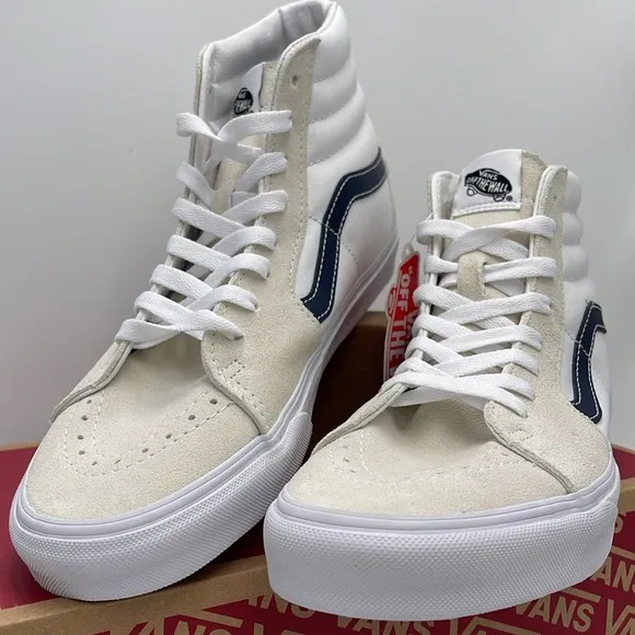 Vans Men’s Sk8-Hi (Classic Sport) Dress BlueVN0A32QG9YGWhite High-Top Sneakers