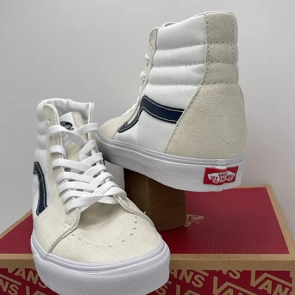 Vans Men’s Sk8-Hi (Classic Sport) Dress BlueVN0A32QG9YGWhite High-Top Sneakers