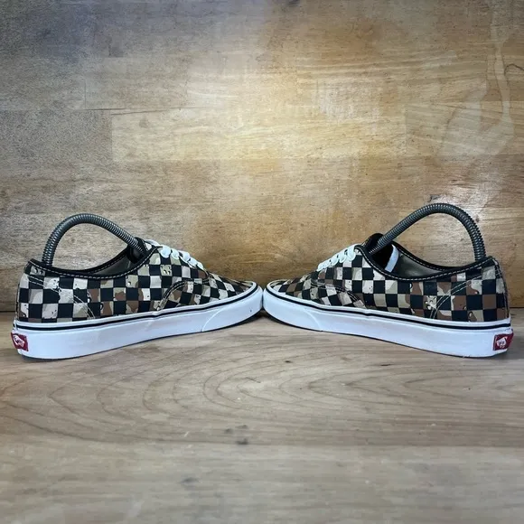 Vans Off The Wall Authentic Camo Checkerboard Womens Sz 9.5 Shoes Brown Tan