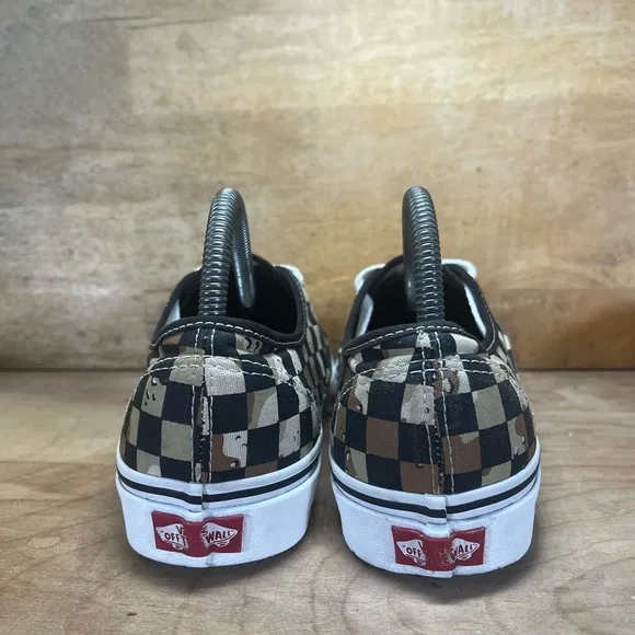 Vans Off The Wall Authentic Camo Checkerboard Womens Sz 9.5 Shoes Brown Tan