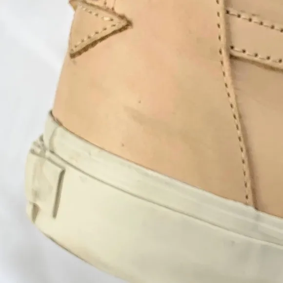 Vans Off The Wall Men Sneakers Peach High Top Leather Back Zip Sz 13