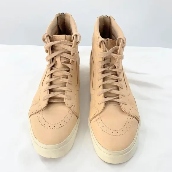 Vans Off The Wall Men Sneakers Peach High Top Leather Back Zip Sz 13