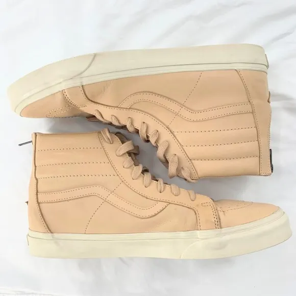 Vans Off The Wall Men Sneakers Peach High Top Leather Back Zip Sz 13