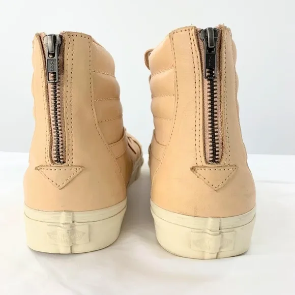 Vans Off The Wall Men Sneakers Peach High Top Leather Back Zip Sz 13