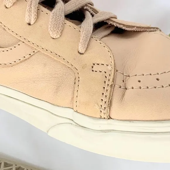 Vans Off The Wall Men Sneakers Peach High Top Leather Back Zip Sz 13