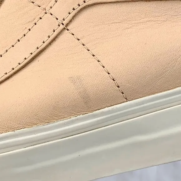 Vans Off The Wall Men Sneakers Peach High Top Leather Back Zip Sz 13
