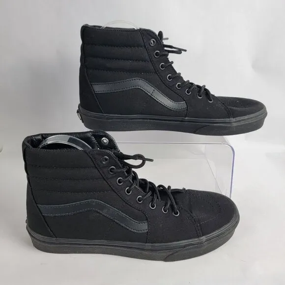 Vans Off The Wall Mens 10 Canvas High Top Triple Black Skate Shoes Sk8 Unisex