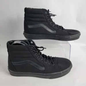 Vans Off The Wall Mens 10 Canvas High Top Triple Black Skate Shoes Sk8 Unisex