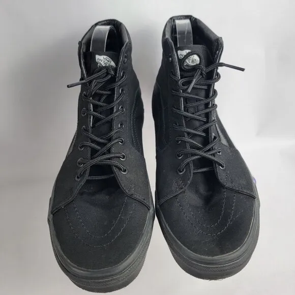 Vans Off The Wall Mens 10 Canvas High Top Triple Black Skate Shoes Sk8 Unisex