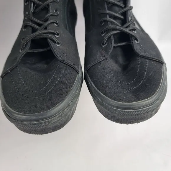 Vans Off The Wall Mens 10 Canvas High Top Triple Black Skate Shoes Sk8 Unisex