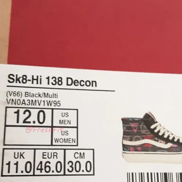 🆕Vans Off the Wall Sk8-Hi 138 Decon V66 Black/Multi Sneakers Shoes Mens 12