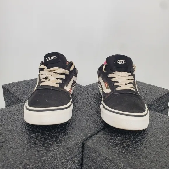 Vans Old Skool 508731 Low Top Black Floral Sneakers Size 4 Missy Youth Shoes