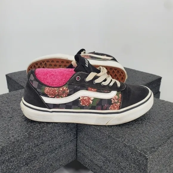 Vans Old Skool 508731 Low Top Black Floral Sneakers Size 4 Missy Youth Shoes