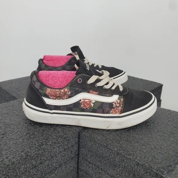 Vans Old Skool 508731 Low Top Black Floral Sneakers Size 4 Missy Youth Shoes
