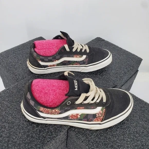 Vans Old Skool 508731 Low Top Black Floral Sneakers Size 4 Missy Youth Shoes