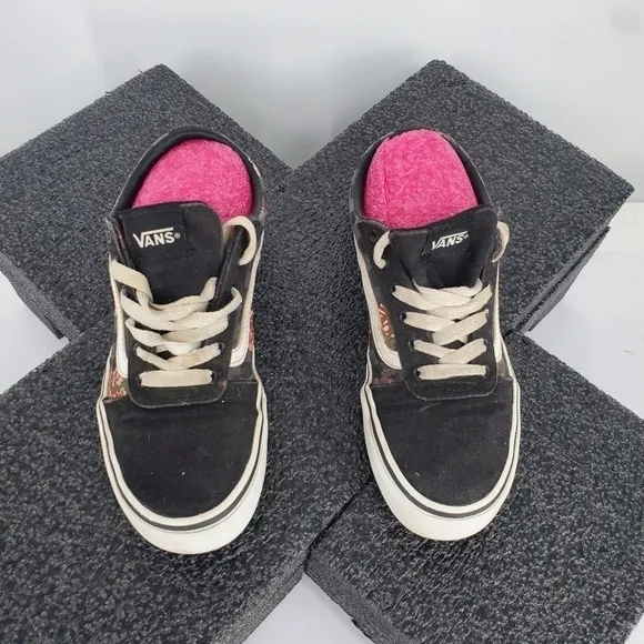 Vans Old Skool 508731 Low Top Black Floral Sneakers Size 4 Missy Youth Shoes