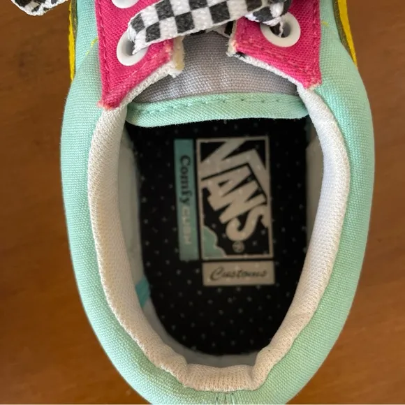 Vans Old Skool Custom Pastel Color Pink Yellow Low Top Checker Laces Mens Sz 9.5