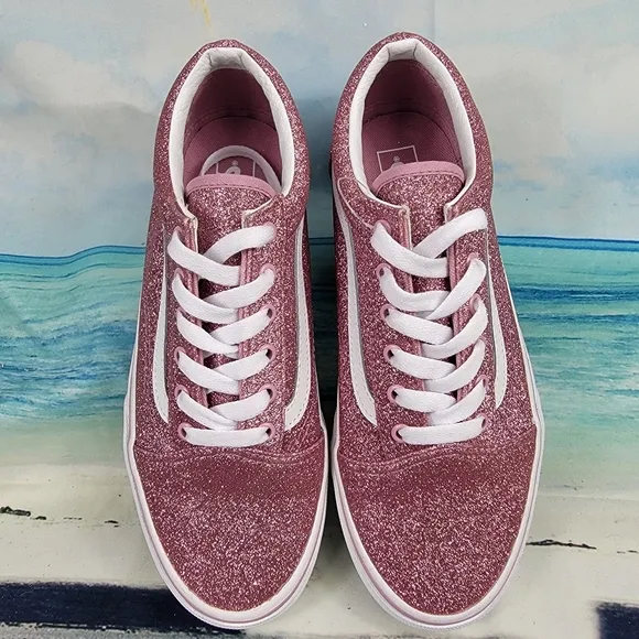 Vans Old Skool Glitter Sparkly Lilac Pink Mens 6 Womens 7.5