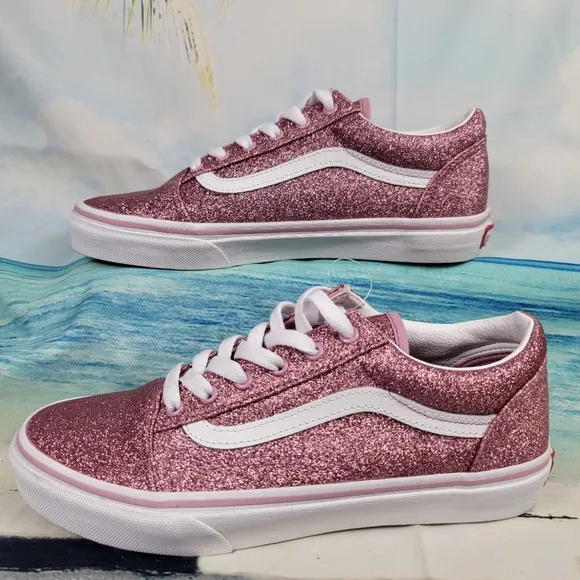 Vans Old Skool Glitter Sparkly Lilac Pink Mens 6 Womens 7.5