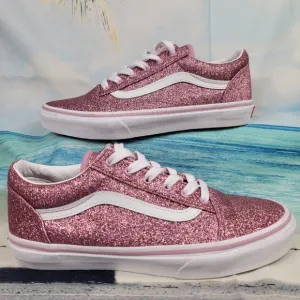 Vans Old Skool Glitter Sparkly Lilac Pink Mens 6 Womens 7.5