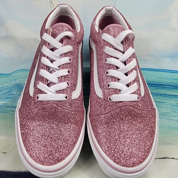 Vans Old Skool Glitter Sparkly Lilac Pink Mens 6 Womens 7.5
