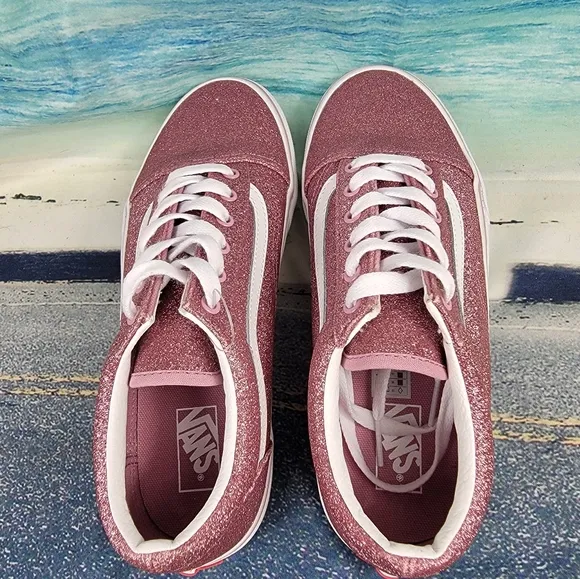 Vans Old Skool Glitter Sparkly Lilac Pink Mens 6 Womens 7.5