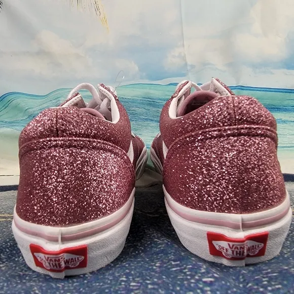 Vans Old Skool Glitter Sparkly Lilac Pink Mens 6 Womens 7.5