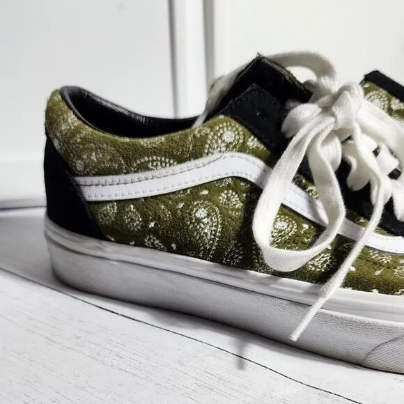 Vans Old Skool Paisley Suede Women’s Shoes M 8 W 9.5 Black / Olive