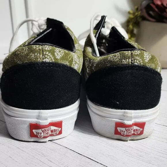 Vans Old Skool Paisley Suede Women’s Shoes M 8 W 9.5 Black / Olive