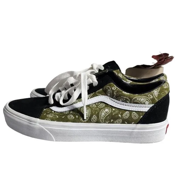 Vans Old Skool Paisley Suede Women’s Shoes M 8 W 9.5 Black / Olive