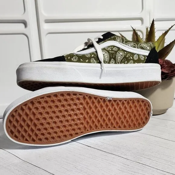 Vans Old Skool Paisley Suede Women’s Shoes M 8 W 9.5 Black / Olive