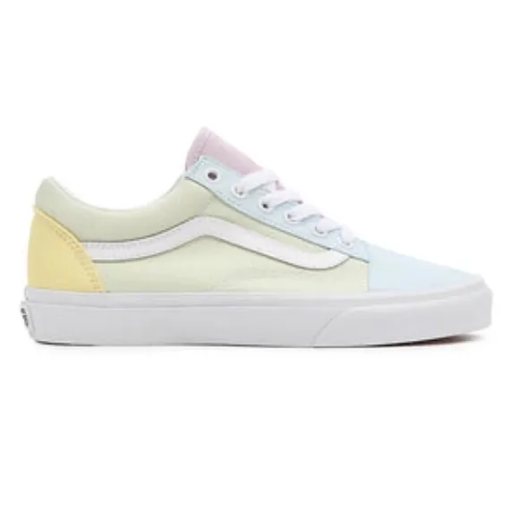VANS PASTEL BLOCK OLD SKOOL SHOES | MULTI / TRUE WHITE GIRLS YOUTH NWT