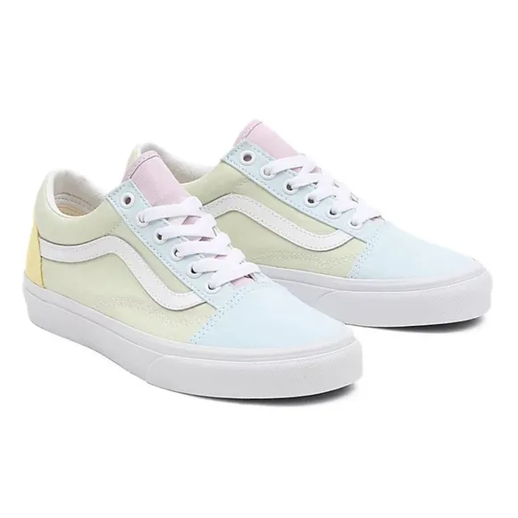 VANS PASTEL BLOCK OLD SKOOL SHOES | MULTI / TRUE WHITE GIRLS YOUTH NWT