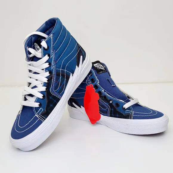 VANS SK8-HI Bolt Big Reveal Classics Skate Shoes Blue Canvas Sneakers Women's 6