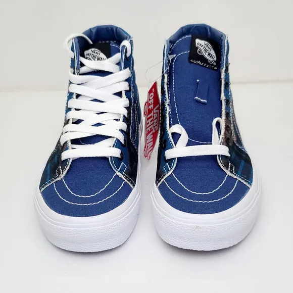 VANS SK8-HI Bolt Big Reveal Classics Skate Shoes Blue Canvas Sneakers Women's 6