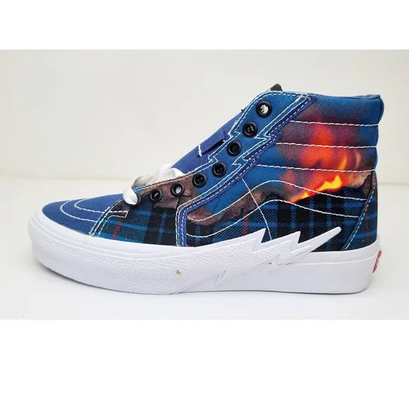 VANS SK8-HI Bolt Big Reveal Classics Skate Shoes Blue Canvas Sneakers Women's 6
