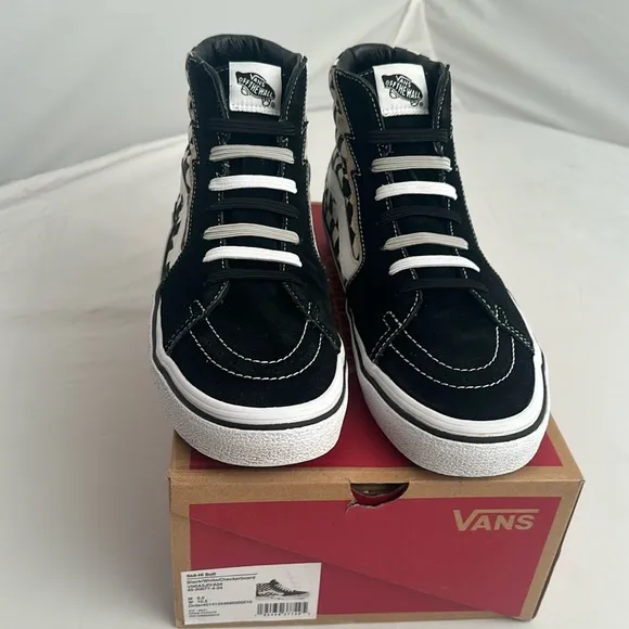 Vans Sk8-Hi Bolt multicolor black white checkerboard high top skate sneakers