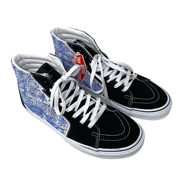 VANS Sk8-Hi Bolt Shoes Men's Black Blue Suede Canvas Sneakers Skate VN0A5JIVBLK